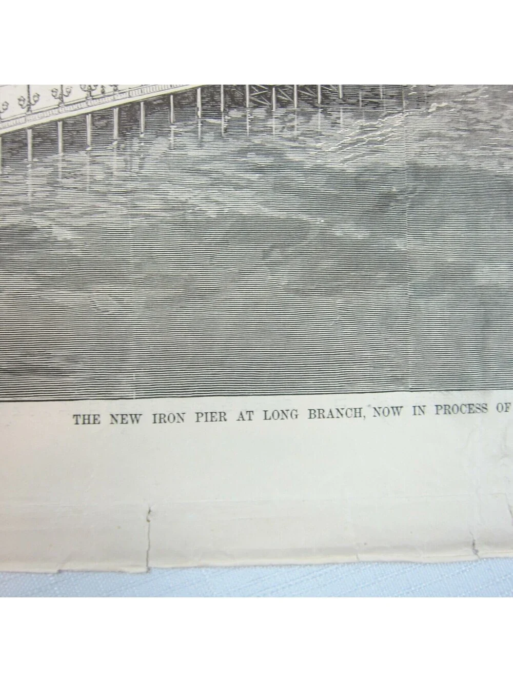 Antique 1879 Print New Iron Pier at Long Branch in Construction Harper’s Weekly